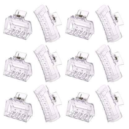 Picture of Alemaky 12 Pack Clear Square Claw Clips, Big and Small Neutral Rectangle Hair Claw Clips, Non-slip Matte Large Hair Clips for Women,Strong Hold jaw clip for Thick Thin Hair