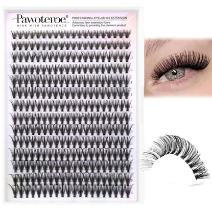 Picture of Pawotence Lash Clusters Natural 30D Cluster Eyelash Extensions 8-15mm Individual Lashes Cluster Wispy 280pcs Eyelash Clusters Lash Extension for Self Application (30D, 0.07D, 8-15mm)