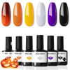 Picture of modelones 6 Colors Gel Nail Polish, Halloween Orange Yellow Gray Black Purple Gel Polish Color Changing Gel Nail Polish Kit Soak Off LED Nail Art Gifts DIY Salon Home