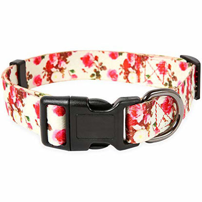 Picture of Timos Floral Print Puppy Dog Collar for Small Medium Large Dogs Collars with Safety Locking Buckle for Girls Female Dog