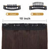 Picture of REECHO 16" Straight Clips in hair extensions Clips on Hairpieces Synthetic Hair Extensions for Women 5 Clips per Piece - Dark Red Brown-Straight