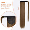 Picture of SEIKEA 24" Clip in Ponytail Extensions Wrap Around Long Straight Pony Tail Synthetic Hairpiece - Light Chocolate Brown