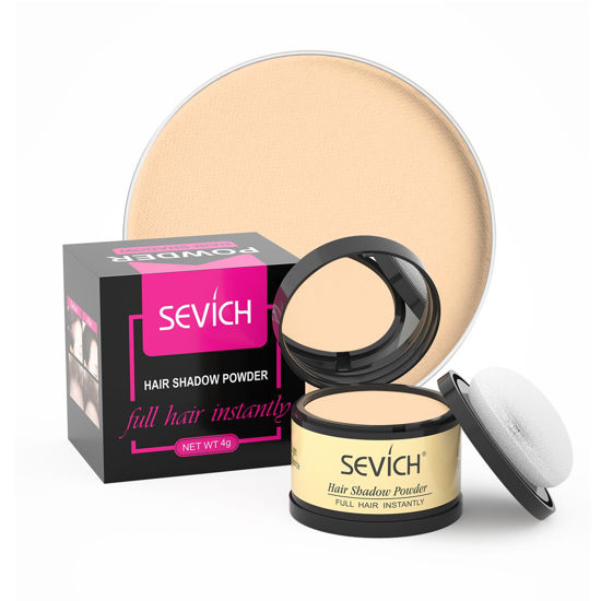 Picture of Instantly Hairline Shadow - SEVICH Hairline Powder, Quick Cover Grey Hair Root Concealer, Eyebrows & Beard Line, Hair Root Touch Up for Thinning Grey Hairline, Windproof&Sweatproof, Light Blonde