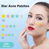 Picture of Pimple Patches for Face, Hydrocolloid Acne Patches, Cute Star Zit Covers, Colorful Spot Stickers with Tea Tree, Salicylic Acid & Cica Oil| 3 Sizes (10mm, 12mm & 14mm) |200 Count