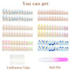 Picture of 6 Packs (144 Pcs) Press on Nails Medium, Misssix Short Fake Nails Almond Glue on Nails Set with Adhesive Tabs Nail File for Women