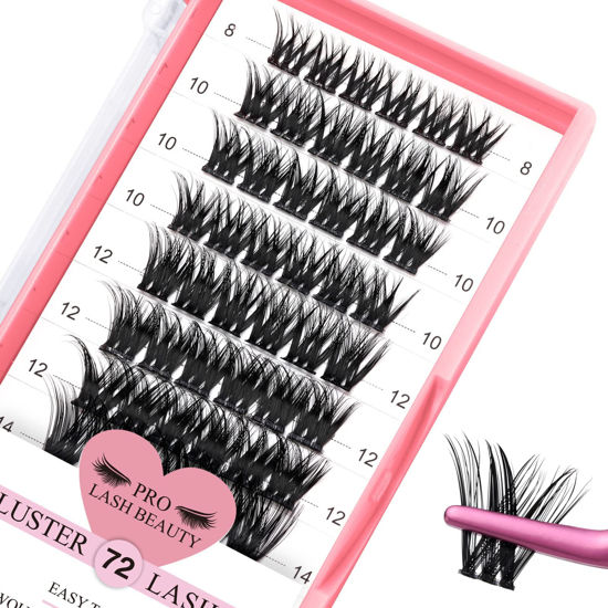 Picture of Cluster Lashes 72 Pcs Lash Clusters DIY Eyelash Extension Individual Lashes Adore C-8-16mix Thin Band Easy to Apply at home Lashes (Adore, C-8-16mix)