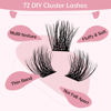 Picture of 72 Pcs Individual Cluster Lashes 3D Effect DIY Lash Extension 8-16mm Eyelash Clusters Volume Wispy Lashes Super Thin Band Reusable Soft & Comfortable(3D Fluffy-First Glance,D-8-16mix)