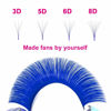 Picture of Volume Lash Extensions D Curl 15-20mm Mixed Tray Easy Fan Lashes 0.07mmm Blue Color Mink Self Fanning Eyelash Extensions by FADLASH (Blue 0.07-D, 15~20mm Mix)