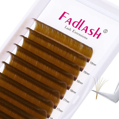 Picture of Volume Lash Extensions 0.07 D Curl Easy Fan Volume Lashes Mixed Tray 15-20mm Easy Fanning Lashes Brown Colored Lash Extension Supplies (Blond 0.07-D, 15-20mm)