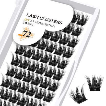 Picture of Lash Clusters D Curl 10mm Manga Lashes 72 Clusters Lashes DIY Eyelash Extensions Anime Lashes Soft Wispy Eyelash Clusters Extensions Spiky Individual Lashes Cluster DIY at Home (B37,D-10mm)