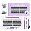 Picture of Lash Clusters Kit 120 PCS Eyelash Extension Kit 10-16 Mixed DIY Lash Extension Kit C D Curl Eyelash Clusters Kit with Super Hold Lash Bond and Seal Individual Lashes Kit for Beginners (Kit,DV02)