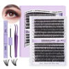 Picture of DIY Lash Extension Kit 280pcs Individual Lashes Cluster D Curl Eyelash Extension Kit Lash Clusters with Lash Bond and Seal and Lash Applicator Tool for Self Application (KIT,40D+50D-0.07C-9-16MIX)