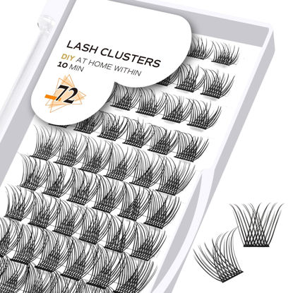 Picture of Lash Clusters D Curl 16mm DIY Eyelash Extensions 72 Clusters Lashes Natural Individual Lashes Eyelash Clusters Extensions Individual Lashes Cluster DIY at Home (B13,D-16mm)