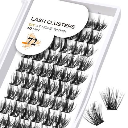 Picture of Lash Clusters B43 D Curl 10mm DIY Lash Extensions 72 Clusters Lashes C D Curl Wispy Volume Lashes Eyelash Clusters Extensions Individual Lashes Cluster DIY at Home (B43,D-10mm new)