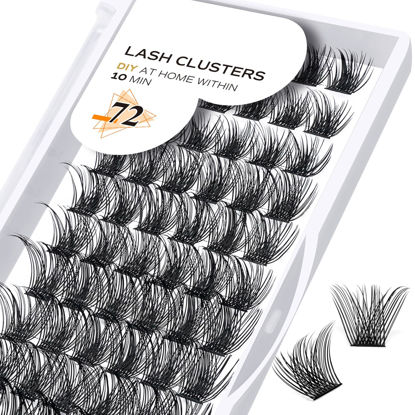 Picture of Lash Clusters B02 C Curl 10mm Eyelash Clusters Volume Individual Lashes Extensions Lashes Cluster DIY at Home Eyelash Extension (NM-C-10 new)