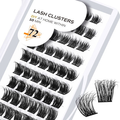 Picture of Lash Clusters B56 D Curl 8-16MIX DIY Lash Extensions 72 Clusters Lashes D Curl Wispy Volume Lashes Eyelash Clusters Extensions Individual Lashes Cluster DIY at Home (B56,D-8-16MIX)