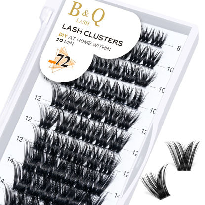 Picture of Lash Clusters B24 D Curl 10mm DIY Eyelash Extensions 72 Clusters Lashes B&Qaugen Eyelash Clusters Eyelash Extensions Volume Wispy Individual Lash Clusters at Home Lash Extensions (B24,D-10mm new)