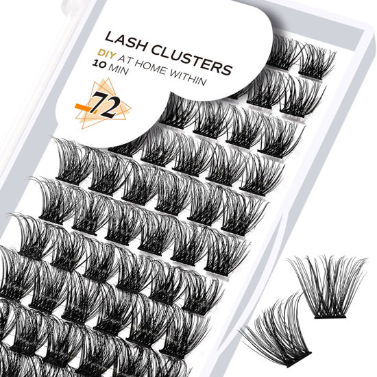 Picture of Lash Clusters B14 D Curl 12mm DIY Eyelash Extensions 72 Clusters Lashes Volume Individual Lashes Eyelash Clusters Extensions Individual Lashes Cluster DIY at Home (B14,D-12mm)