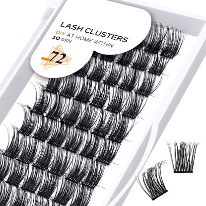 Picture of Lash Clusters B35 D Curl 10mm DIY Lash Extensions 72 Clusters Lashes C D Curl Wispy Volume Lashes Eyelash Clusters Extensions Individual Lashes Cluster DIY at Home (B35,D-10mm new)