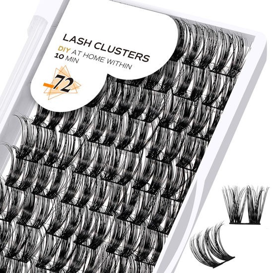 Picture of Lash Clusters B12 D Curl 10mm DIY Eyelash Extensions 72 Clusters Lashes Eyelash Clusters Eyelash Extensions Volume Wispy Individual Lash Clusters at Home Lash Extensions (B12,D-10mm new)