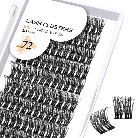 Picture of Lash Clusters B48 D Curl 8-16MIxDIY Lash Extensions 72 Lashes C D Curl Wispy Volume Lashes Eyelash Clusters Extensions Individual Lashes Cluster DIY at Home(B48,D-8-16MIxnew)