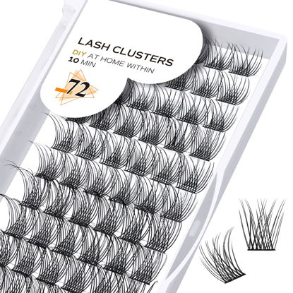 Picture of Lash Clusters B01 D Curl 18mm DIY Lash Extensions 72 Clusters Lashes C D Curl Natural Wispy Volume Lashes Eyelash Clusters Extensions Individual Lashes Cluster DIY at Home (B01,D-18mm)