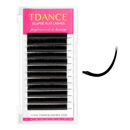 Picture of TDANCE Classic Lash Extensions Flat Lashes Eyelash Extensions 0.15mm CC Curl Ellipse Eyelash Extensions 9mm Mixed Black Matte Individual Lashes Salon Use(Flat,CC-0.15,9mm)