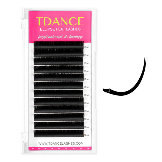 Picture of TDANCE Classic Lash Extensions Flat Lashes Eyelash Extensions 0.2mm CC Curl Ellipse Eyelash Extensions 11mm Mixed Black Matte Individual Lashes Salon Use(Flat,CC-0.2,11mm)