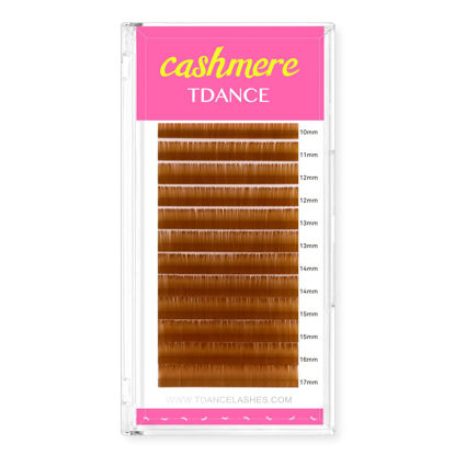 Picture of TDANCE Light Brown Lash Extensions Colored Lash Extensions Classic Lash Extensions 0.07mm C/D Curl Premium Brown Eyelash Extensions Salon Use (Light Brown,C-0.07,10-17mm)