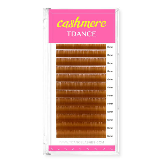 Picture of TDANCE Light Brown Lash Extensions Colored Lash Extensions Classic Lash Extensions 0.07mm C/D Curl Premium Brown Eyelash Extensions Salon Use (Light Brown,C-0.07,10-17mm)