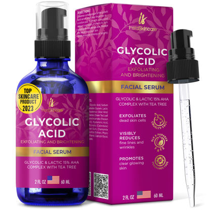 Picture of Glycolic Acid Serum for Face 15% Strength - Extra Large Size (2Oz) - Advanced Formula for Enhancing Skin Radiance, Texture Improvement, Addressing Uneven Tone & Fine Lines by InstaSkincare