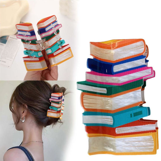 Picture of Book Hair Clips Back To School Hair Clips for Thin Hair Funny Teacher Hair Jaw Barrettes Cute Hair Accessories for Women Book Lovers Teachers Appreaction Present