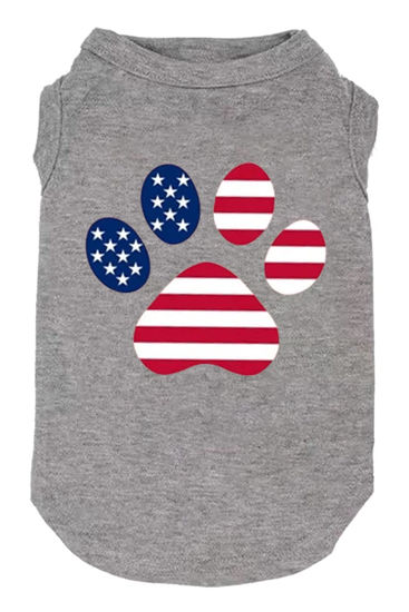 Picture of weokwock Dog Clothes American Flag Printed for Dog Shirt Popsicle 4th of July Funny Graphic T Shirts Small Large Dog Sport Vest (XX-Large, Grey02)