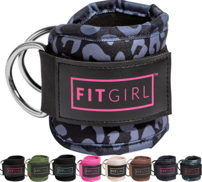 Picture of FITGIRL - Ankle Strap for Cable Machines and Resistance Bands, Work Out Cuff Attachment for Home & Gym, Glute Workouts - Kickbacks, Leg Extensions, Hip Abductors, For Women Only (Animal, Single)