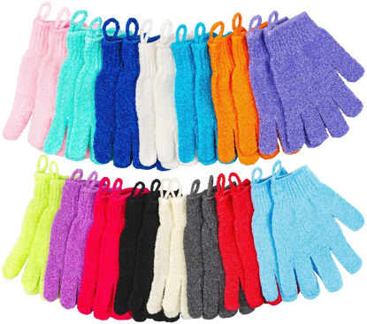 Picture of 30 Pcs Exfoliating Gloves for Shower, 15 Colors Body Exfoliator Glove with Hanging Loop, Scrub Exfoliate Glove Mitt Bath Face Spa Hand Scrubber Wash Deep Scrubbing Dead Skin for Women Men, by Aisuly