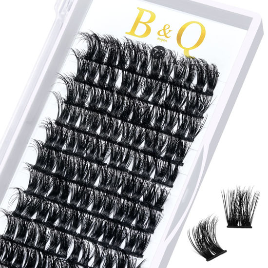 Picture of Lash Clusters B27 D Curl 16mm DIY Eyelash Extensions 72 Clusters Lashes B&Q LASH Eyelash Clusters Eyelash Extensions Volume Wispy Individual Lash Clusters at Home Lash Extensions (B27,D-16mm)