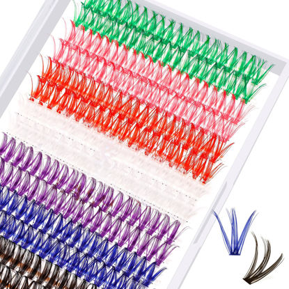 Picture of Lash Clusters Colored DIY Eyelash Extensions 280 Clusters Lashes 40D-D-14mm LASH 7 Color Mix Volume Eyelash Clusters Wispy Individual Lashes Cluster DIY at Home(7MIX,40D-D-14mm)