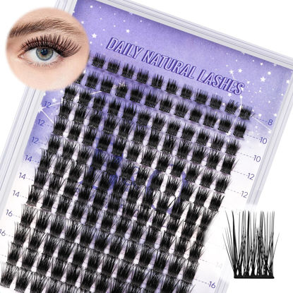 Picture of Lash Clusters Natural Cluster Eyelash Extensions 156 PCS Eyelash Clusters D Curl Z01 Individual Lashes for Beginners 8-18mm Cluster Lashes Superfine Band Eyelash Extension（Z09-D-8-18mix）