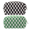 Picture of PAZIMIIK Checkered Makeup Bag for Purse Portable Zipper Make Up Pouch Small Cosmetic Case for Travel Accessories (2PCS Black Green)