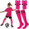 Picture of Syhood Soccer Shin Guards and Socks for Toddler Kids Youth, Lightweight Soccer Shin Pads Protective Soccer Gear for 3-5, 5-10, 10-15 Years Old Children Teen Boys Girls Soccer Game (Pink,S Size)