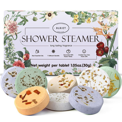 Picture of Shower Steamers Aromatherapy BLRIET 8 Pack Gifts for Women, Men, Mom, Teen Lavender Natural Essential Oil Home Spa Self Care Relaxation Stress Relief Shower Bombs Birthday Gifts Stocking Stuffers