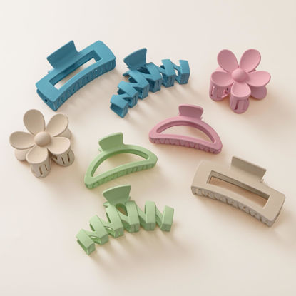 Picture of 8PCS Hair Clips for Women, Flower Claw Clips for Thick Hair, Non-Slip Hair Accessories with Multi-Styles, Colorful Hair Claw Clips and Variety Pack, Ideal for Girls