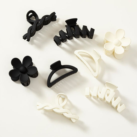 Picture of 8PCS Hair Clips for Women, Flower Claw Clips for Thick Hair, Non-Slip Hair Accessories with Multi-Styles, Neutral Colors Hair Claw Clips and Variety Pack, Ideal for Girls