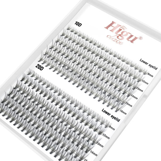 Picture of Individual Lashes D Curl 240Pcs 10D 20D Cluster Eyelash Extensions Bottom Lashes False Eyelash Clusters Mini Cluster Eyelashes Single Eyelashes Cluster DIY Eyelash Extensions at Home (10D/20D D 8-16)