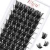 Picture of Lash Clusters DIY Eyelash Extensions 72 Pcs Cluster Eyelash Extensions 10mm Cluster Lashes D Curl Lash Clusters Thin Stem Eyelash Clusters Reusable Makeup for Self-application (Sunny R-01 D 10mm)