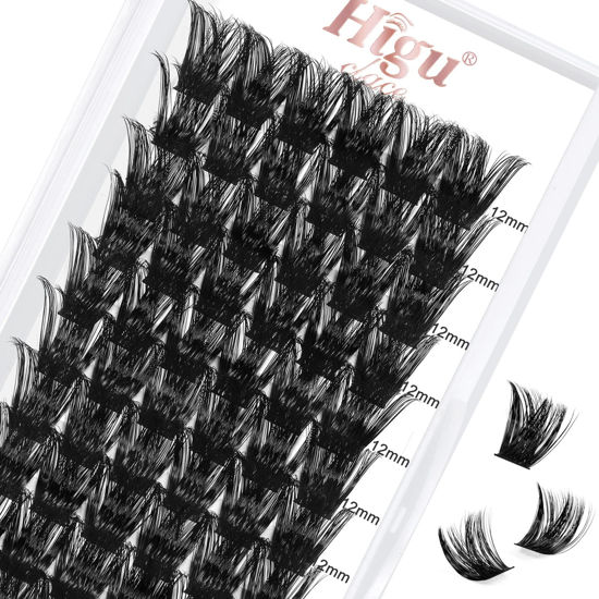 Picture of Lash Clusters DIY Eyelash Extensions 72 Pcs Cluster Eyelash Extensions 12mm Cluster Lashes D Curl Lash Clusters Thin Stem Eyelash Clusters Reusable Makeup for Self-application (Sunny R-01 D 12mm)