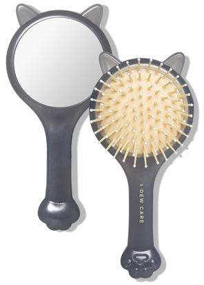 Picture of I DEW CARE Tap Secret Detangling Brush with Mirror | Cute and Ergonomic Design for All Hair Types - Gifts for Women, Girls