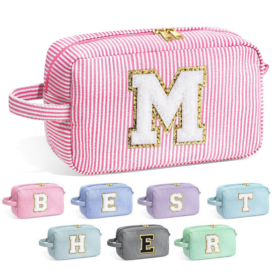 Picture of YOOLIFE Gifts for Teen Girls - Teen Girl Gifts Trendy Stuff, 5 6 7 8 9 10 11 12 13 14 15 16 Year Old Girl Birthday Gifts, Teenage Girl Gifts, Monogram Initial Makeup Toiletry Bag for Teen Girls Kids M