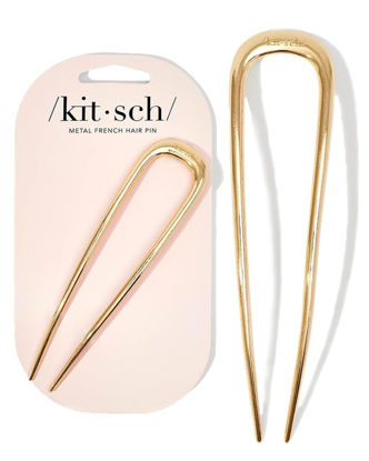 Picture of Kitsch Metal Hair Pins for Women - Gold U-Shaped Hair Sticks for Thick Hair, Buns, French Twist - Hair Fork for All Types - 1pc