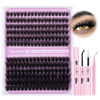 Picture of Yawamica Fluffy Lash Extension Kit 80D+100D Lash Clusters Eyelash Extensions 12-18mm Wispy Individual Lashes Kit Thick Volume Eyelash Clusters with Lash Bond and Seal and Lash Tweezers for Beginners